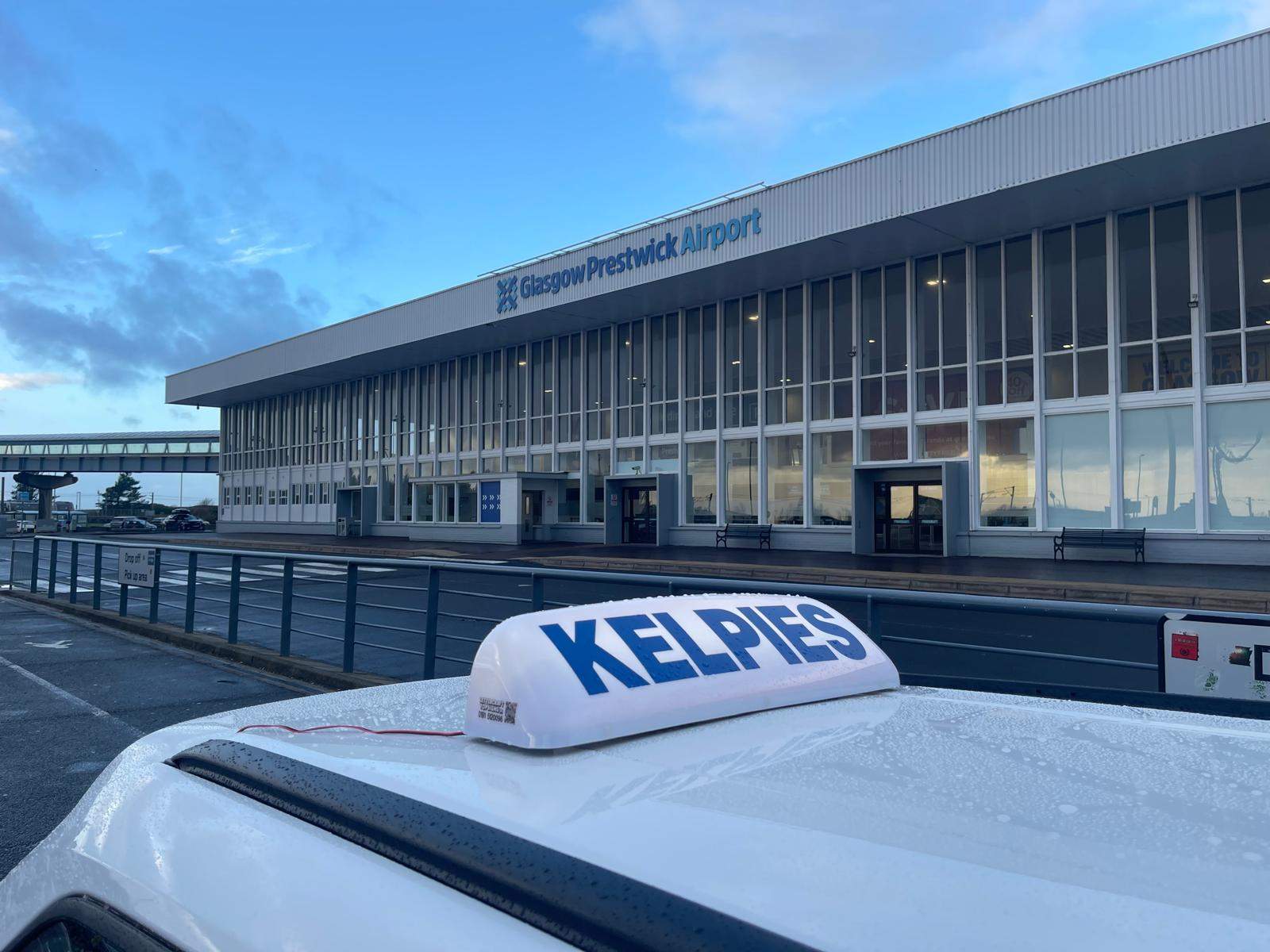 Kelpies Cabs taxi at Glasgow Prestwick Airport